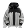 Color Block Trendy Korean Style Spring Autumn Outdoor Jacket for Men, Windproof Hiking Coat for Sports